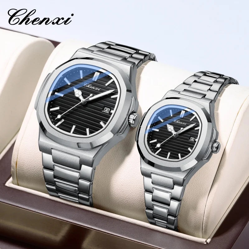 CHENXI 8222 Men's Quartz Watch Luxury Stainless Steel Wristwatch Waterproof Luminous Date Male Clock Watches Gift