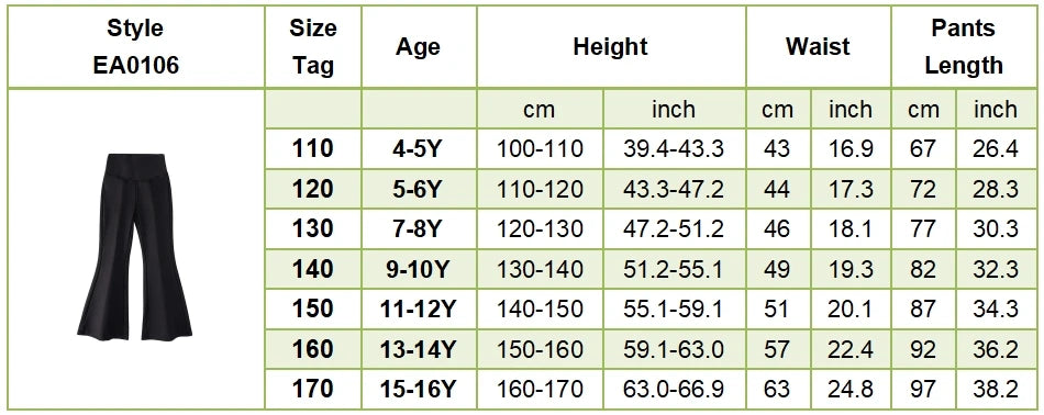 Girls High Waist Flared Pants for Spring and Autumn Kids Fashion Tight Leggings with Stylish Elastic Teenager Bottoms Clothes