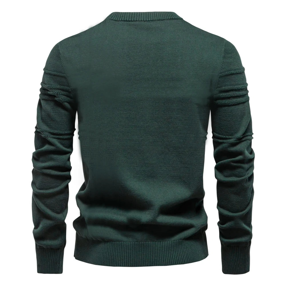 AIOPESON Mens Crewneck Pullover Sweater Knitted Cotton Stripped Quality Autumn Winter Warm Sweaters for Men