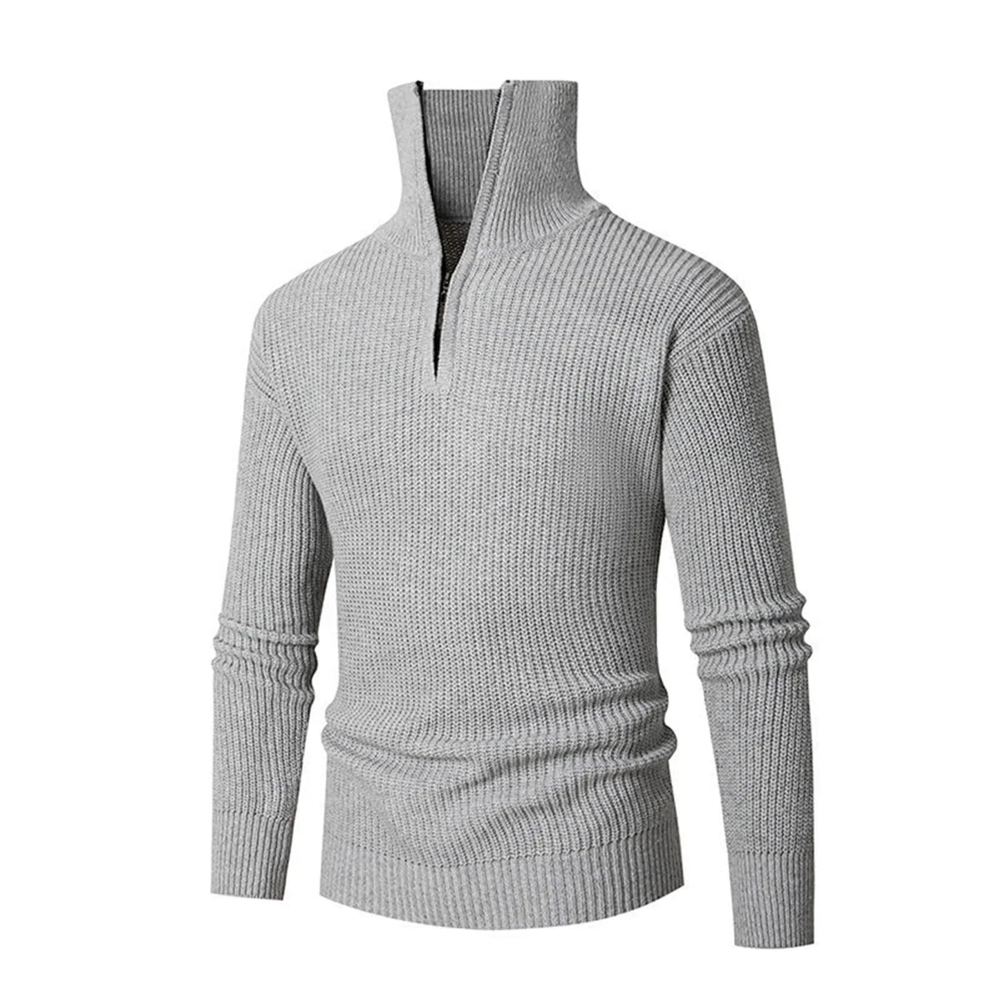 Men'S Long-Sleeved Knitted Lapel Solid Color Pullover Spring And Autumn Long-Sleeved Pullover Sweatshirt Ropa Hombre