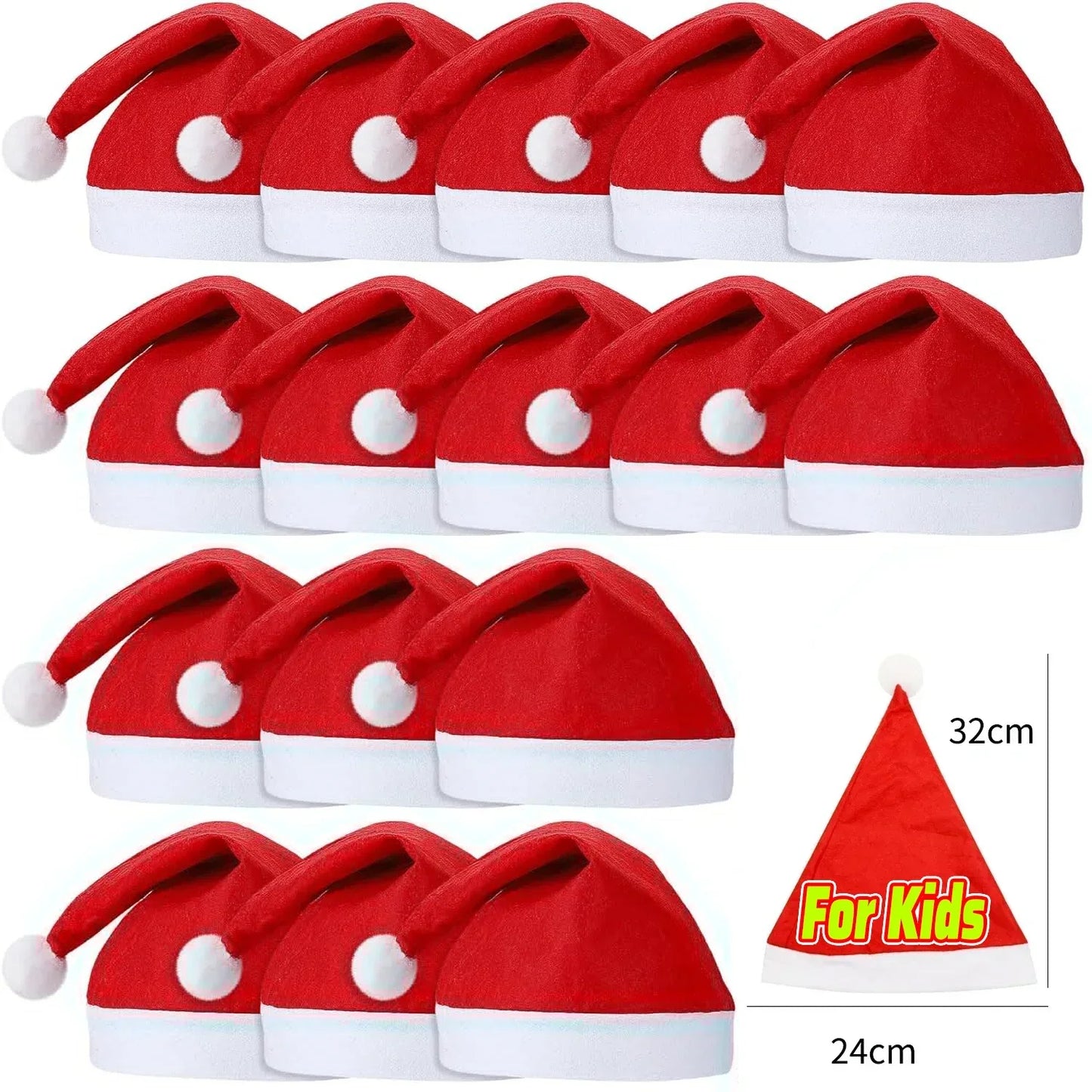 1-100pcs Christmas Hat Adults Kids Xmas Hats Red Non-woven Santa Claus Gift Hat for Merry Christmas New Year Festive Decoration