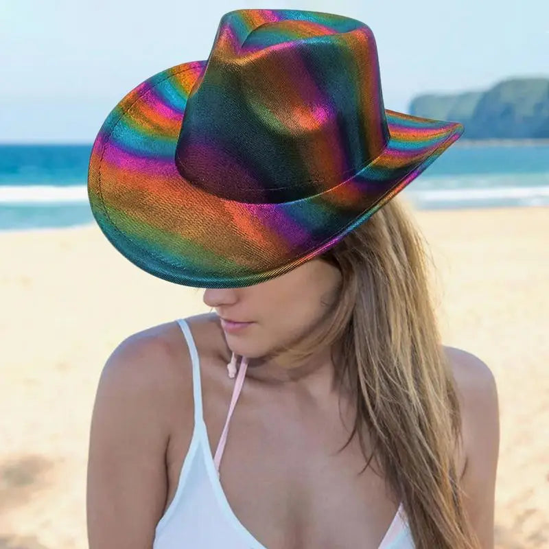 Womens Cowboy Hats Cowgirl Hat Beach Hat Cowboy Hat Sparkly Hats Wide Brim Western Hat Colorful Western Costume Accessories