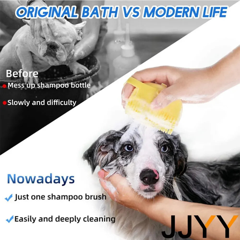 JJYY Bathroom Puppy Big Dog Cat Bath Massage Gloves Brush Soft Safety Silicone Pet Accessories for Dogs Cats Tools Pet Products