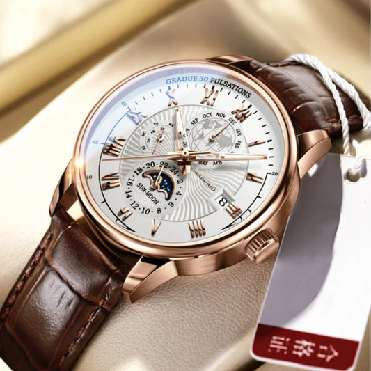 2024 Men Watch Fashion Top Luxury Sport Men's Wristwatch Waterproof Luminous Leather Date Quartz Watches Man Casual Clock