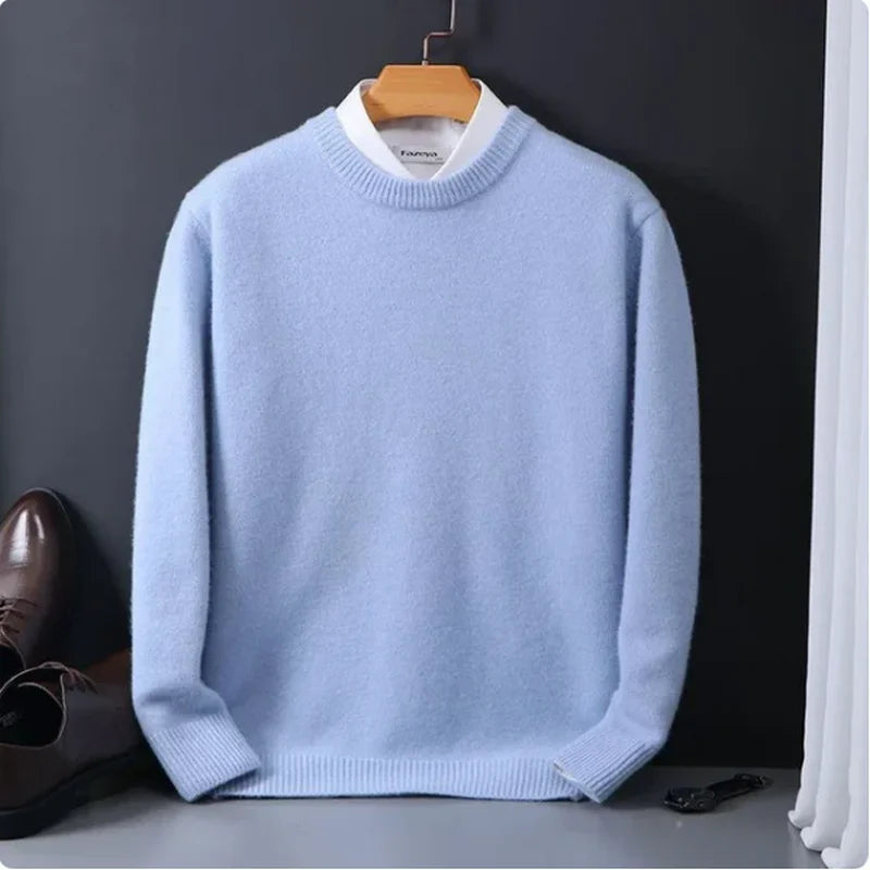 2024 Cashmere Sweater O-neck Pullovers Men's Loose Oversized M-3XL Knitted Bottom Shirt Autumn Winter New Korean Casual Men Top