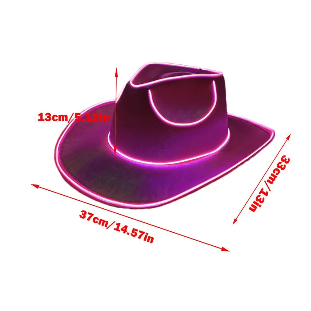 Rave Glowing Light Up Bar Cowboy Hat LED Bride Cowgirl Caps NightClub Bachelor Party Props Neon Hat Costume Accessories