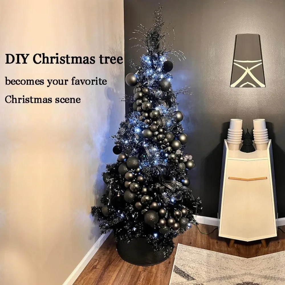 6ft Artificial Black Christmas Tree Outdoor Black Christmas Tree Halloween Tree Decorations with 1005 Tips Led String Lights