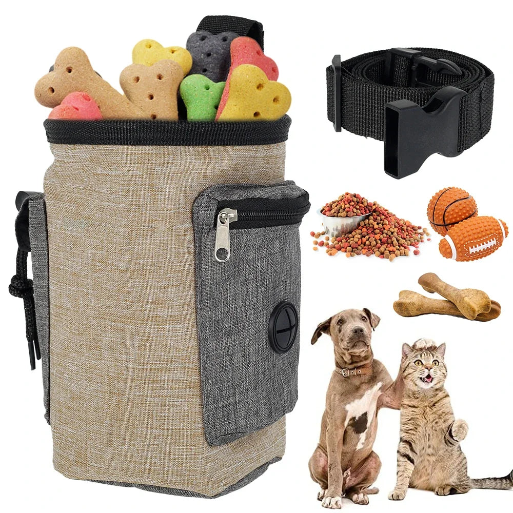 Dog Treat Bag Portable Dog Treat Training Pouch Multi-purpose Puppy Treat Pouch Oxford Cloth Dog Food Bag Pet Snack Bag with