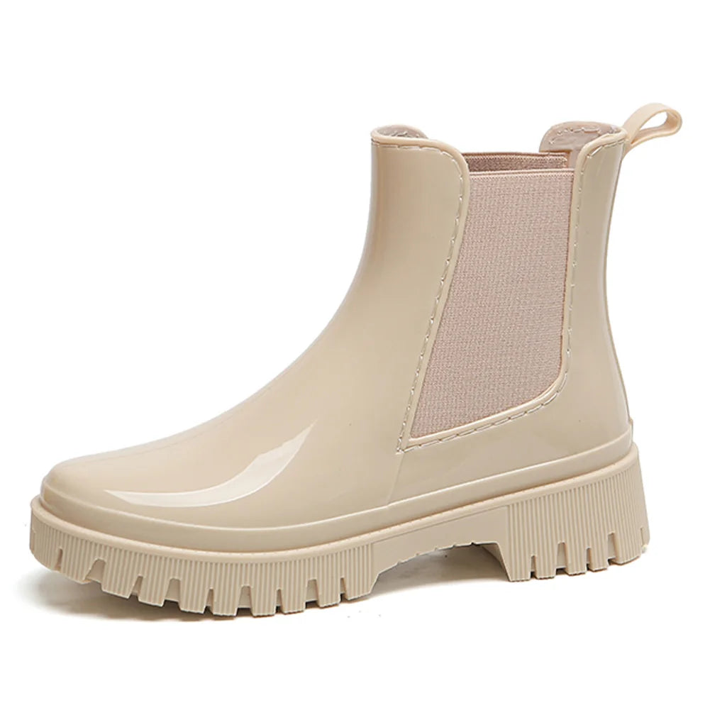 Women's Rain Boots Waterproof Chelsea Boots Anti-Slipping Ankle Rain Shoes Garden Shoes Outdoor Work Shoes