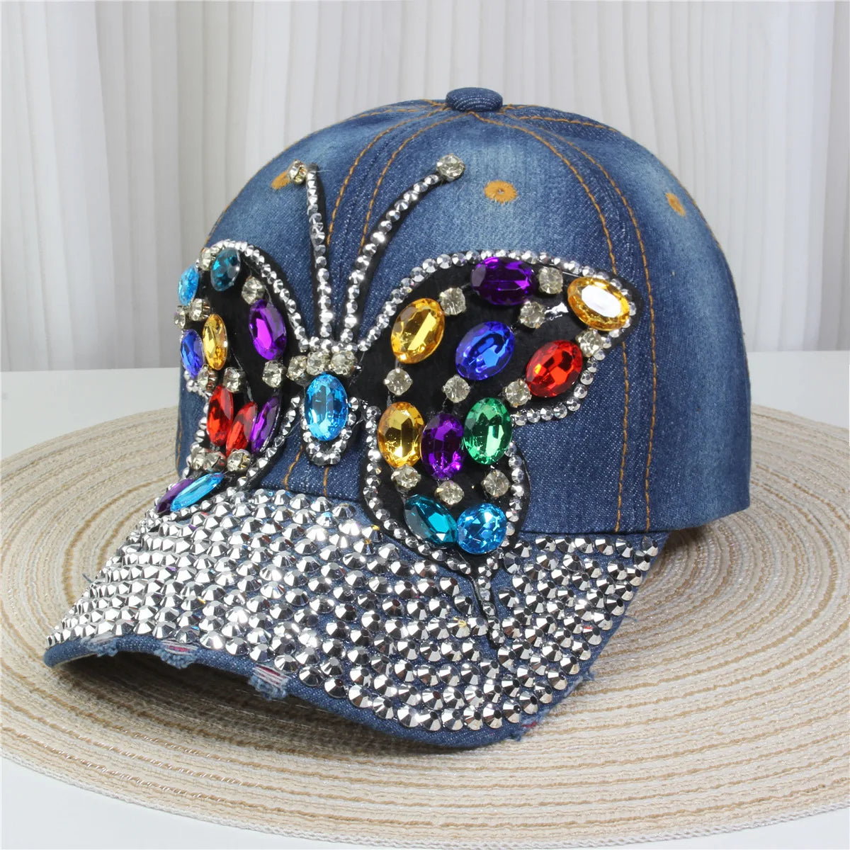 Women's Baseball Cap Diamond Painting Embroidery Flower Denim Snapback Hats Jeans Woman Female Cap Cowboy Summer Sun Hat