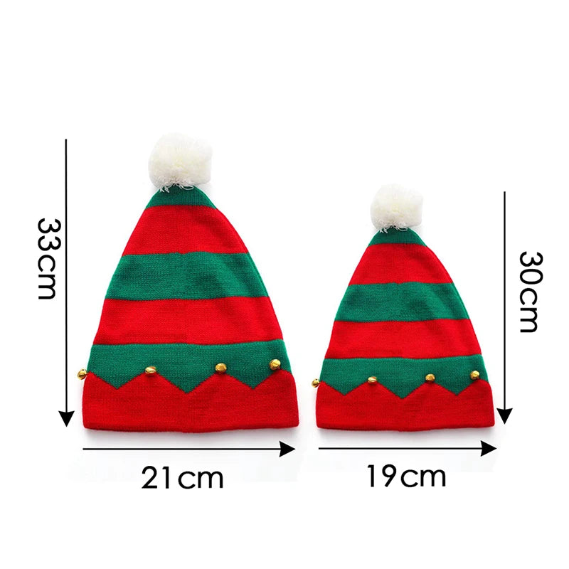 Parent-Child Christmas Hat Big Pompom Mother Kids Knit Beanie Cap Winter Warm Infant Bonnet Girls Boy Xmas Baby Accessories 1PC