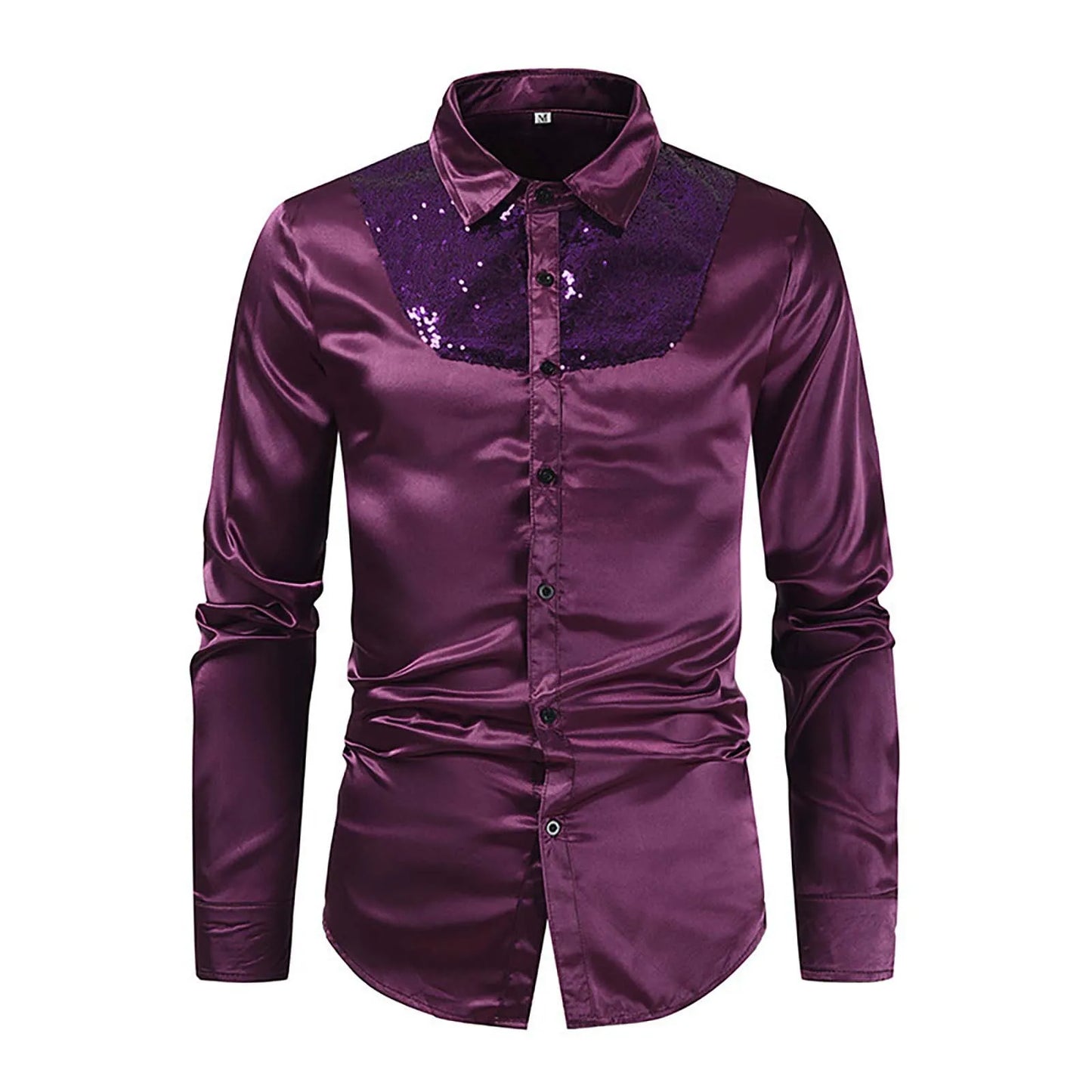 2024 Fashion Sequin Patchwork Men's Shirts Long Sleeve Lapel Single Breasted Nightblub Party Slim Clothes High Qaulity Male Tops