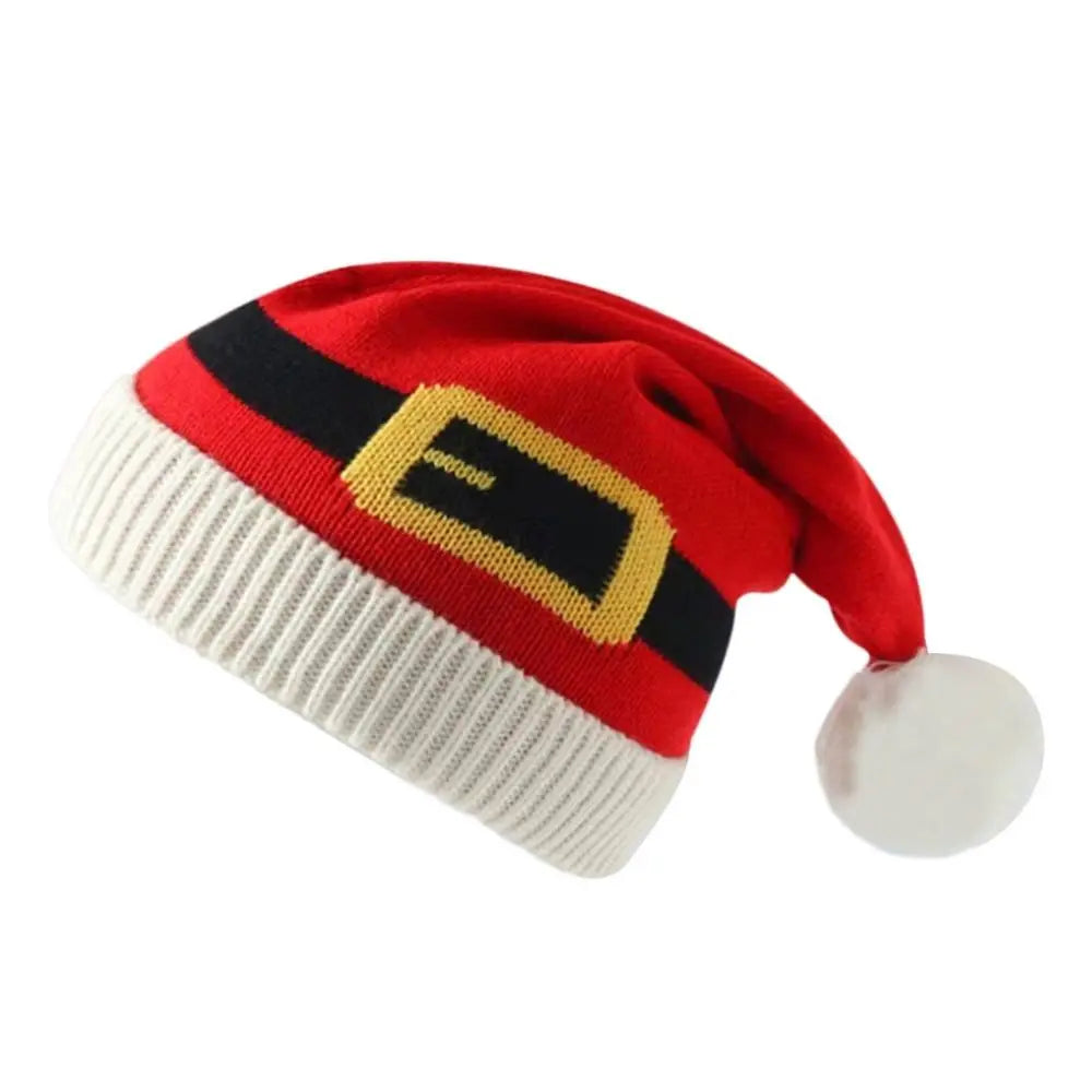 Fashion Fur Pom Poms Christmas Hat Winter Thick Santa Claus Cap Holiday Plush Xmas Gifts for Adults