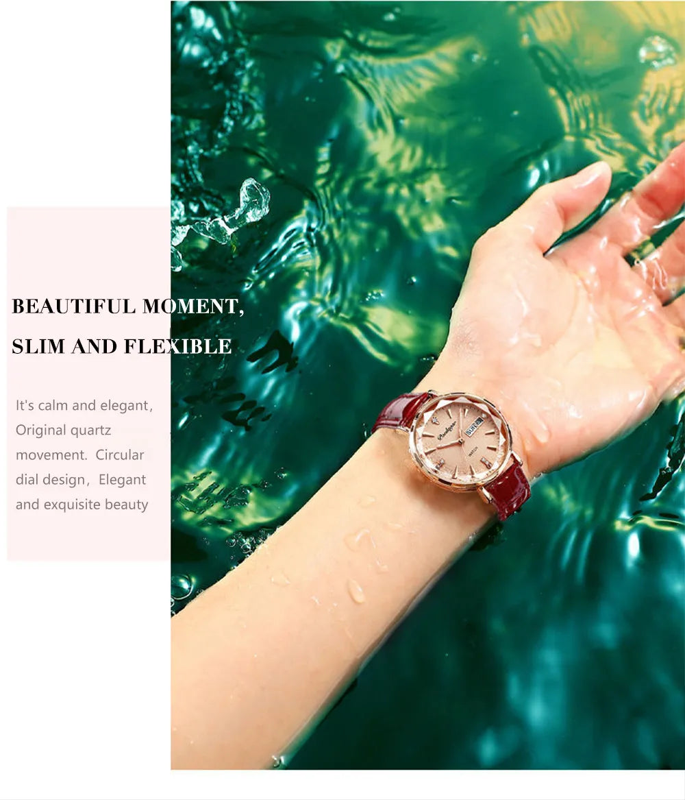 POEDAGAR Exquisite Ladies Watch Luxury Fashion Ultra-thin Leather Belt Waterproof Luminous Quartz Women Wristwatch Female Clocks