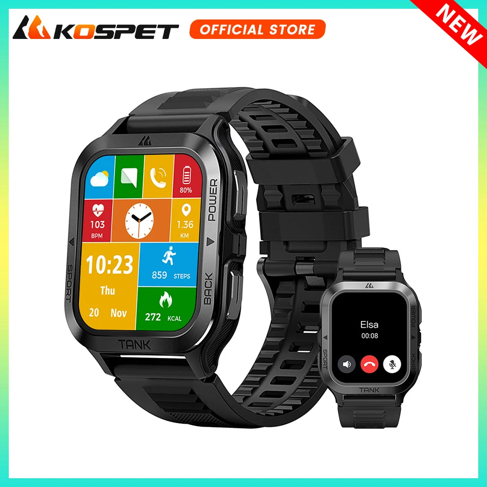 Original KOSPET TANK M2 Smart Watch For Men Military Smartwatch Men's Fitness 380mAh 70 Sport Mode 5ATM IP69K Waterproof Watches