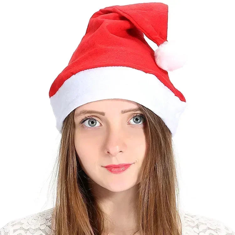 1/10PCS New Christmas Hats Adults Kids Non-woven Red Santa Claus Hat Xmas Caps for New Year Party Home Decoration Festival Gifts