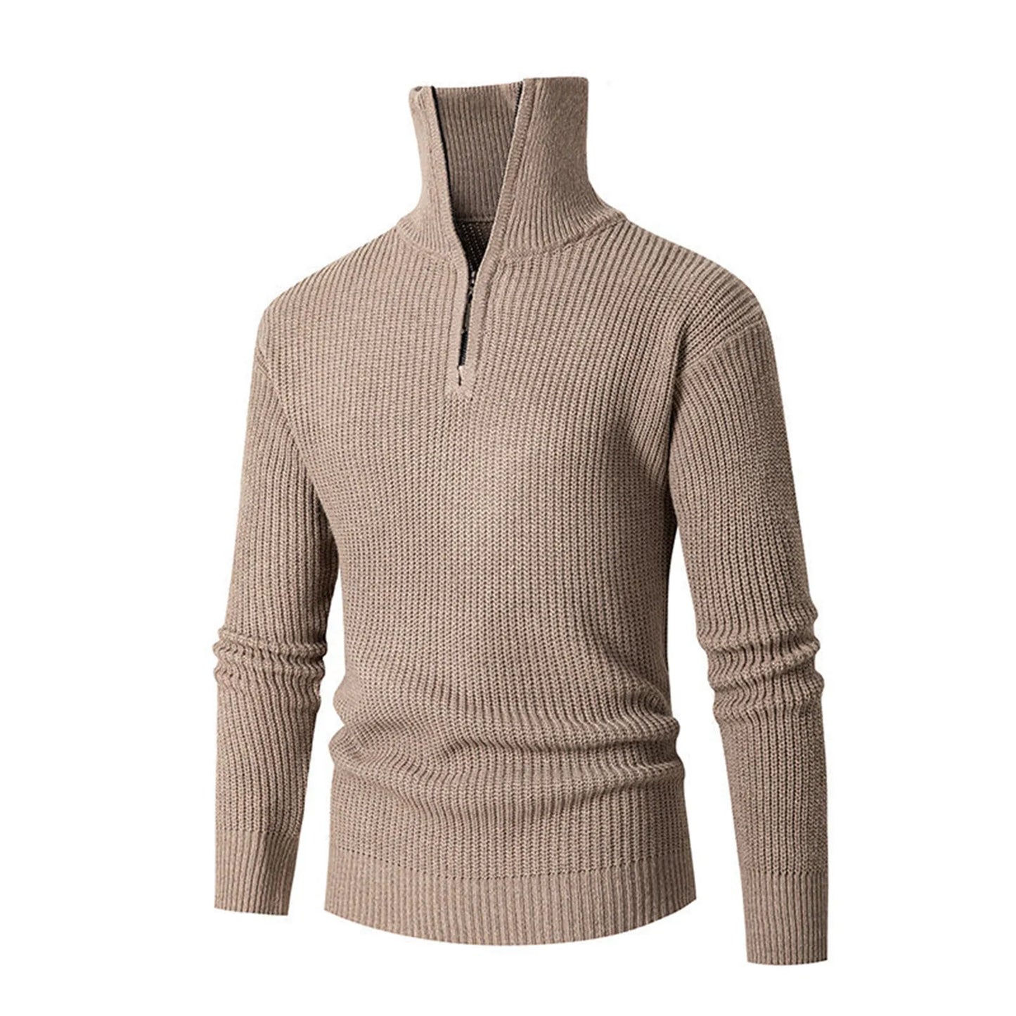 Men'S Long-Sleeved Knitted Lapel Solid Color Pullover Spring And Autumn Long-Sleeved Pullover Sweatshirt Ropa Hombre