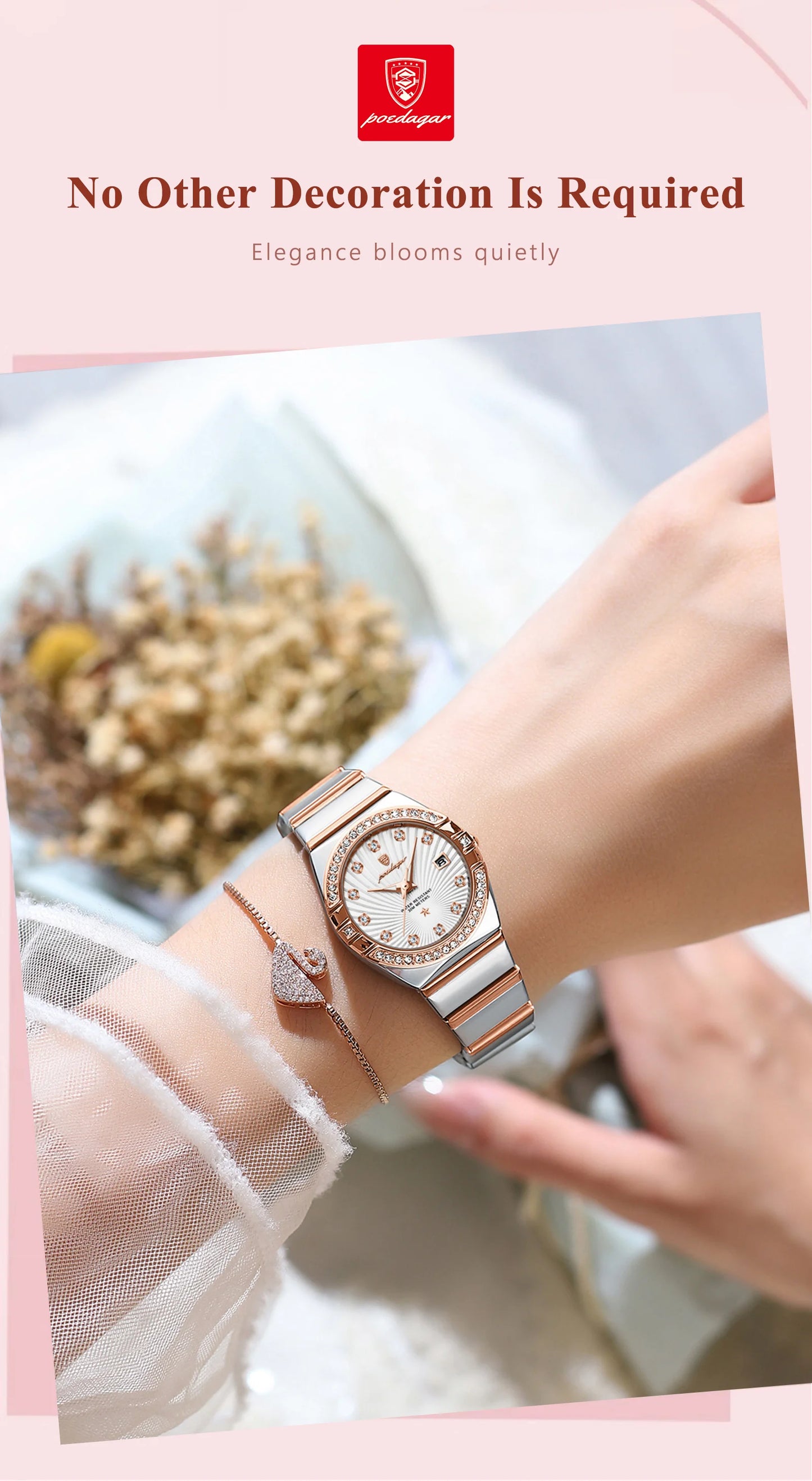 POEDAGAR Luxury Woman Wristwatch Waterproof Luminous Date Stainless Steel Watch For Ladies High Quality Quartz Women Watches+box