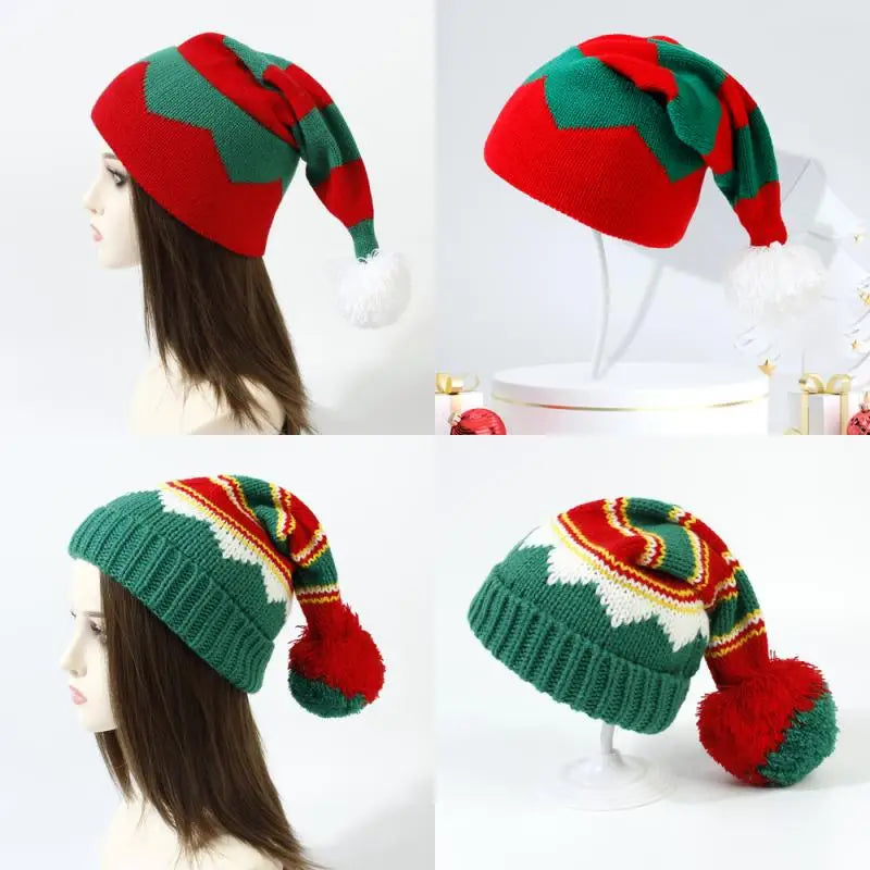 Parent-Child Christmas Hat Big Pompom Mother Kids Knit Beanie Cap Winter Warm Infant Bonnet Girls Boy Xmas Baby Accessories 1PC