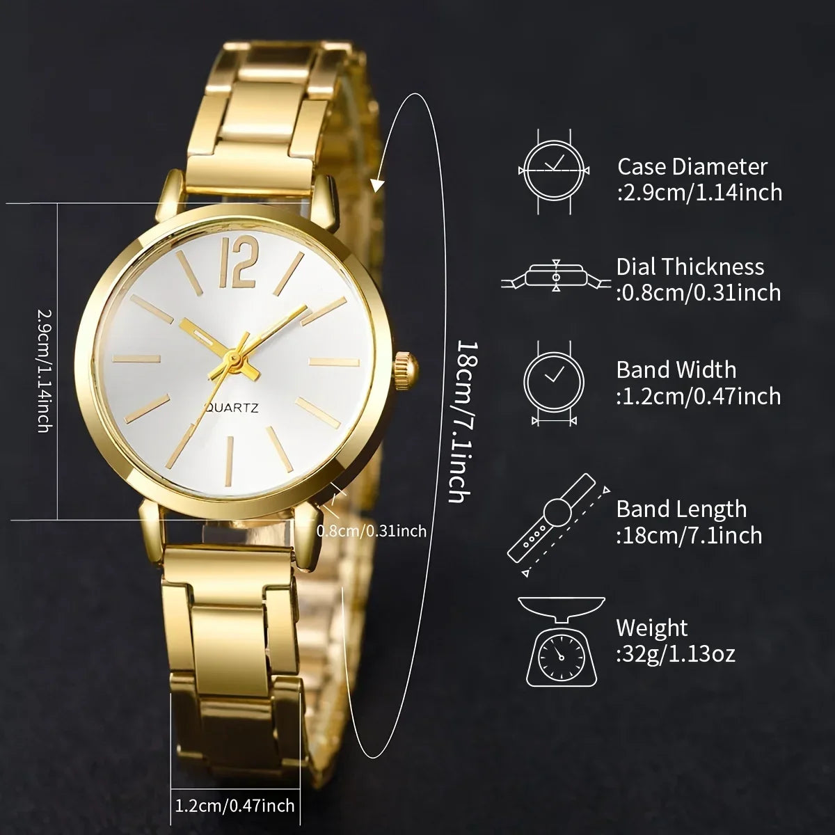 Golden Watches Heart Charm Bracelet 2pcs Set Fashion Quartz Wristwatches for Women Gifts Luxury Ladies Watch Relogio Feminino