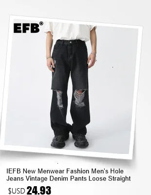 IEFB Men's Vintage Jeans Fashion Washed Street Casual Wide Leg Denim Pants Summer Distressed Loose Male Versatile Trousers 9C354