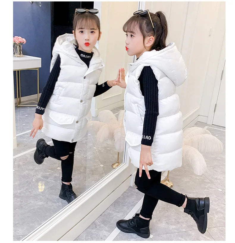 Child Waistcoat Children Outerwear Winter Coat Vest for Kids Clothes Fashion Warm Cotton Teen baby Girl Vest Jacket Parent-Child