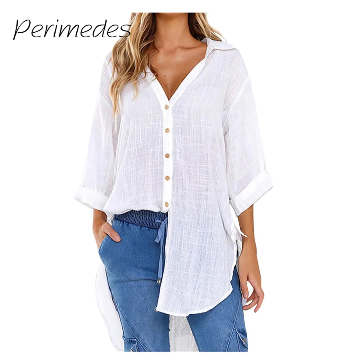 Camisas Casual Shirt For Women Lace-Up Button Lapel Shirt Loose Side Knotted Long Sleeve Fashionable Chic Shirt 2024 Summer