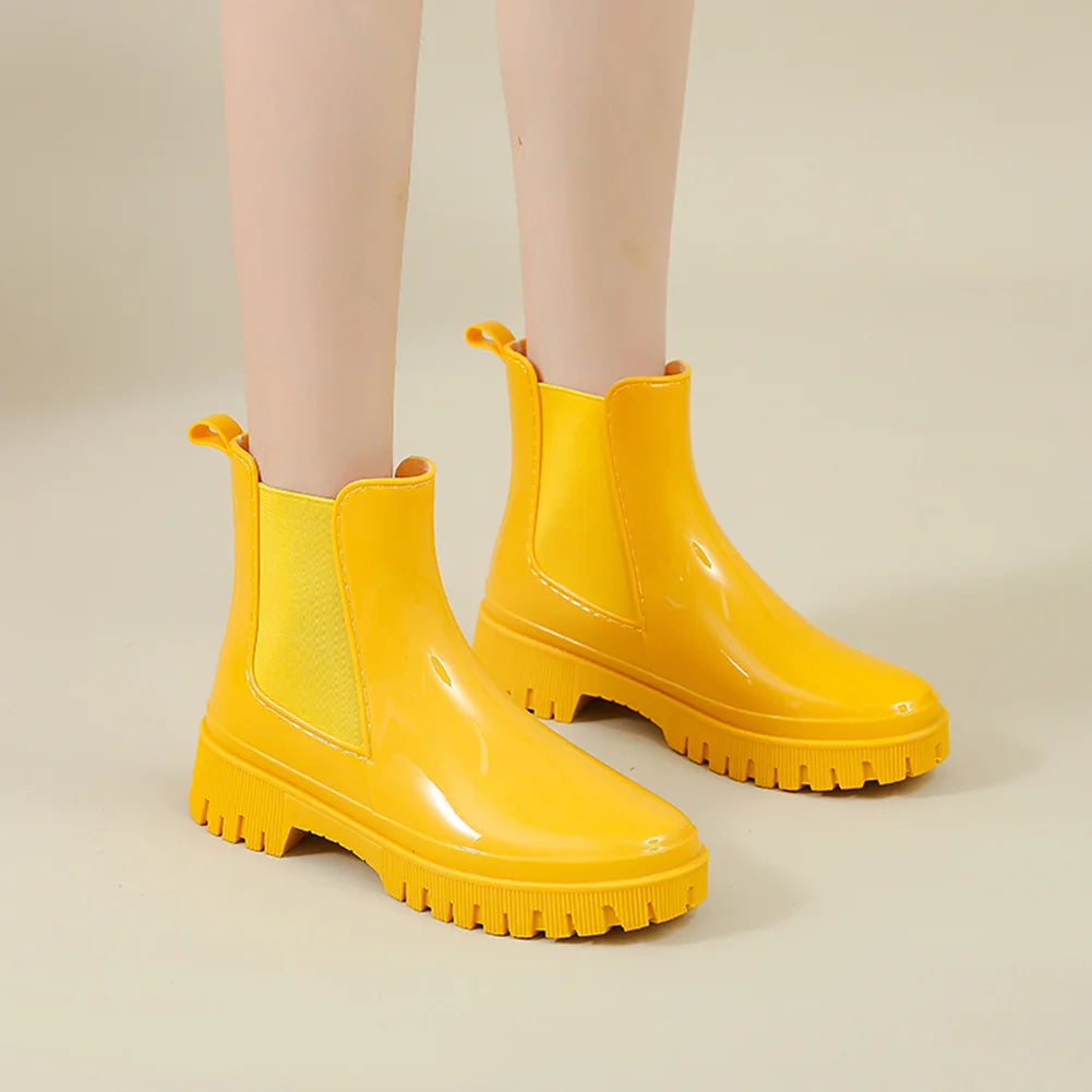 Women's Rain Boots Waterproof Chelsea Boots Anti-Slipping Ankle Rain Shoes Garden Shoes Outdoor Work Shoes