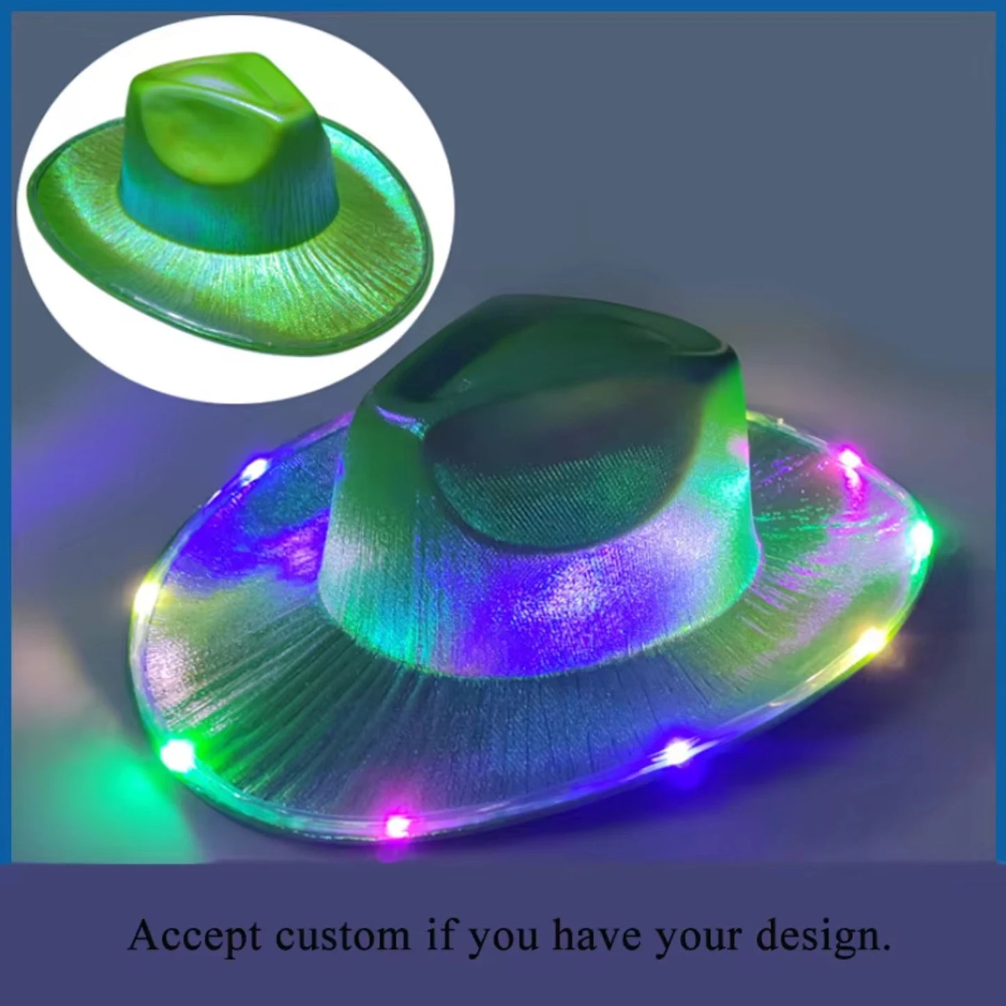 2pcs Hot sale Light Up Cowboy Hat LED head accessories for Halloween Costume Dress Up