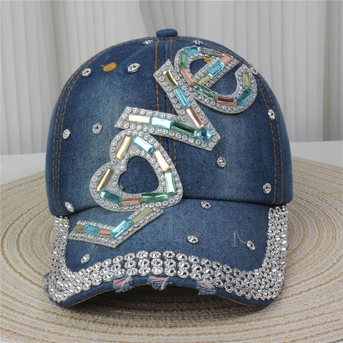 Women's Baseball Cap Diamond Painting Embroidery Flower Denim Snapback Hats Jeans Woman Female Cap Cowboy Summer Sun Hat