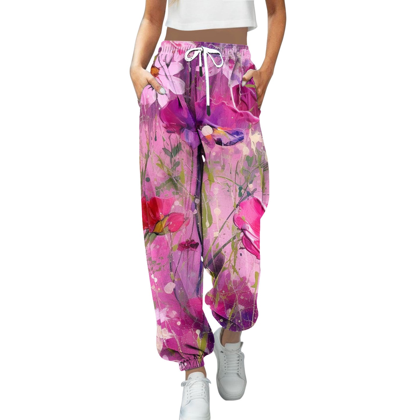 Jogging Pants Women Sport Sweatpants Running Pants Pants Joggers Floral Print Trackpants Loose Fit Pants Bodybuilding Trouser