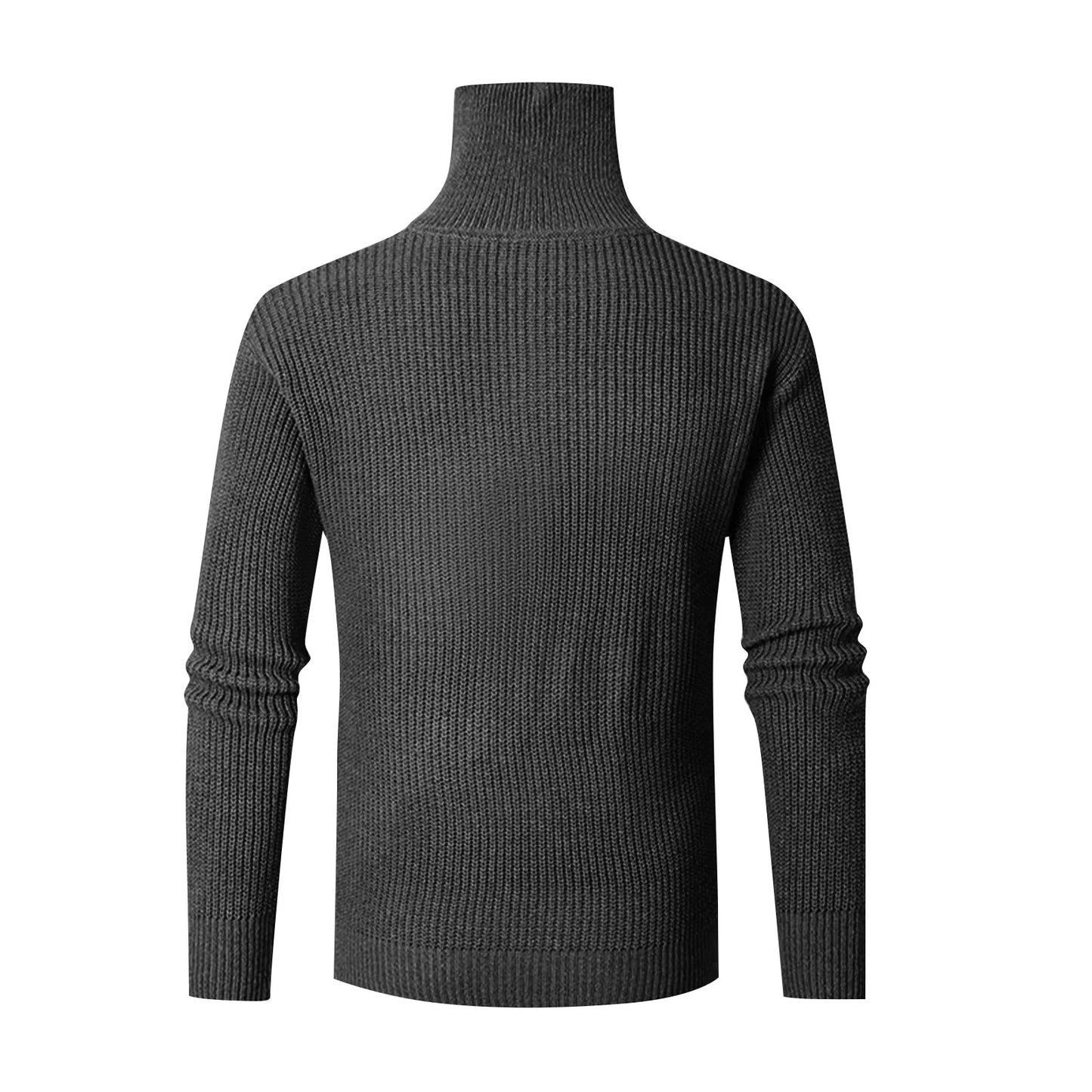 Men'S Long-Sleeved Knitted Lapel Solid Color Pullover Spring And Autumn Long-Sleeved Pullover Sweatshirt Ropa Hombre