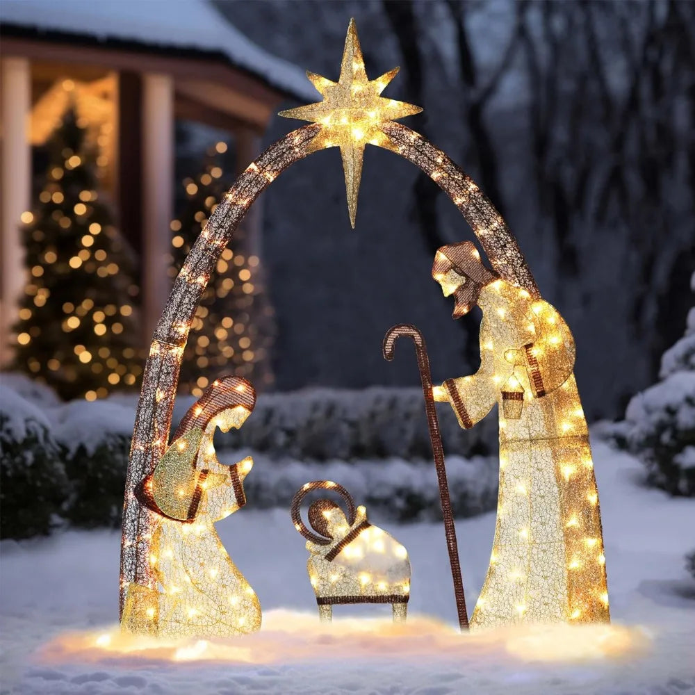 Event & Party Outdoor Christmas Decoration Lighting Outdoor Nativity Set, 5-foot Holy Family Nativity Scene Christmas Decoration