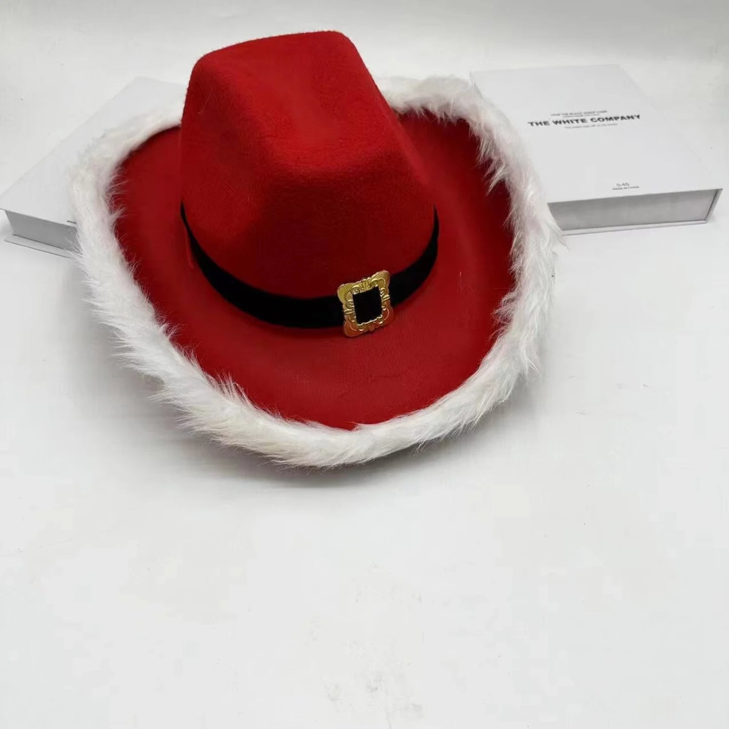 2pcs  Red Feather Cosplay Costume Xmas Christmas Cowboy Hat for Christmas Party Supplies With Led Lights Adults Bells Tiny bells