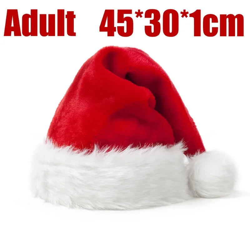 Santa Claus Christmas Hat Add Velvet Thick Cap Plush Father Christmas Hats Adults Children Festival Party Decorative Warm Caps