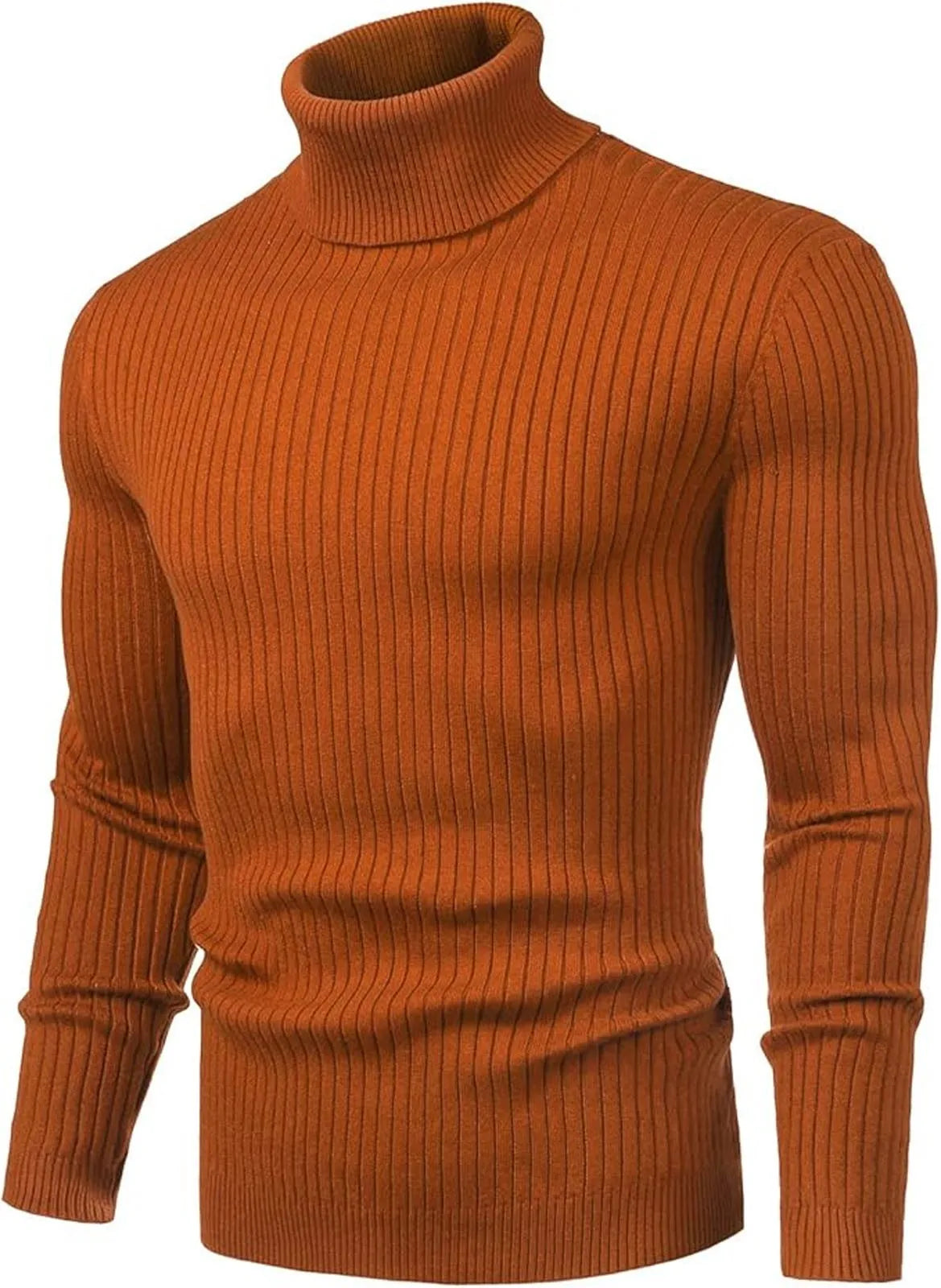 Autumn Mens Turtleneck Knittde Sweaters Winter Warm Striped Outdoor Breathable Solid Color Pullover Long Sleeve Streetwear