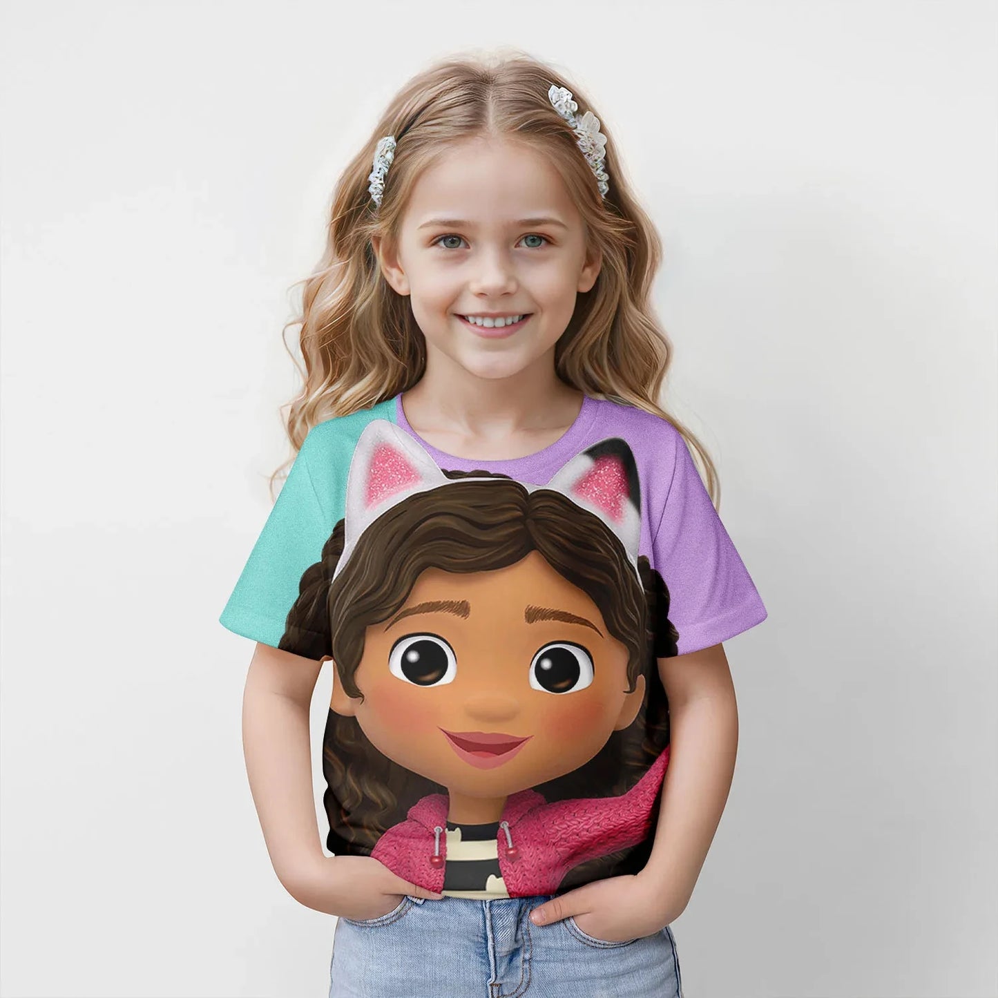 New Kids Cartoon  Gabbys Dollhouse Tops Tees 3D Print  T-shirt Children Casual Short Sleeve Clothing  Girls Sports Streetwear