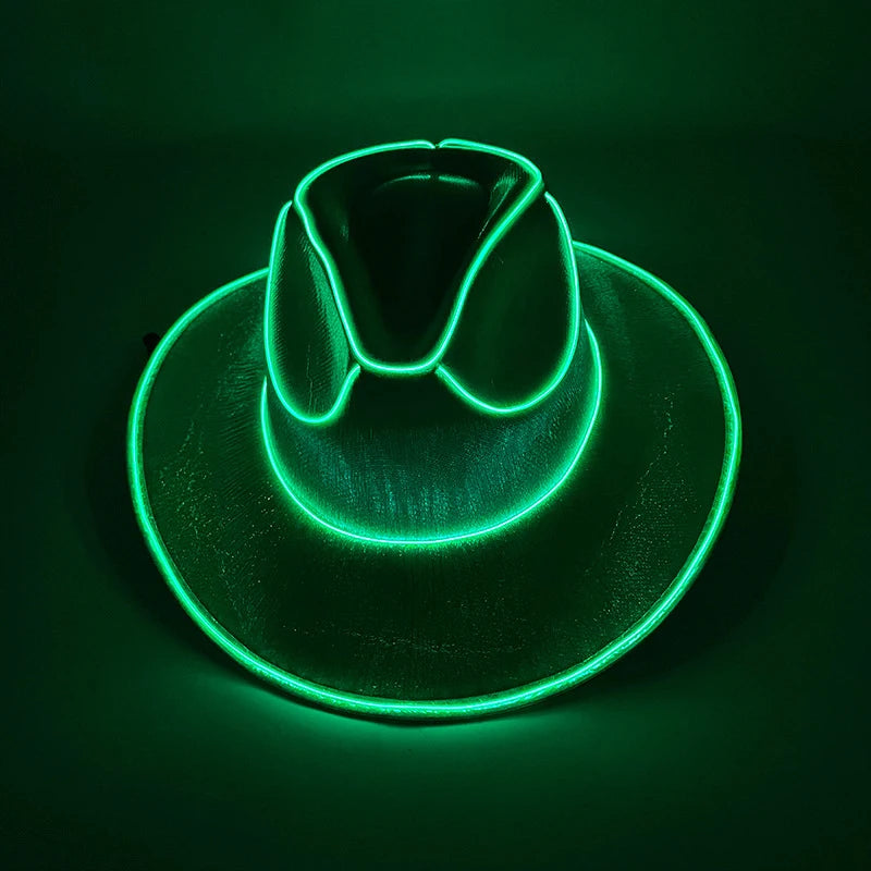 Glow in the Dark Led Bride Cowgirl Hat Luminous Light Bar Cap Disco Bachelorette Party Supplies Flashing Neon Western Cowboy Hat