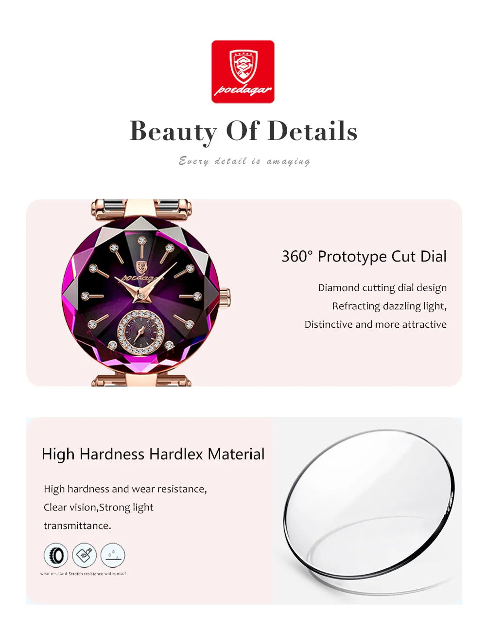 POEDAGAR Luxury Woman Wristwatch Elegant Waterproof Stainless Steel Watch for Ladies Dress Diamond Quartz Women's Watches Reloj