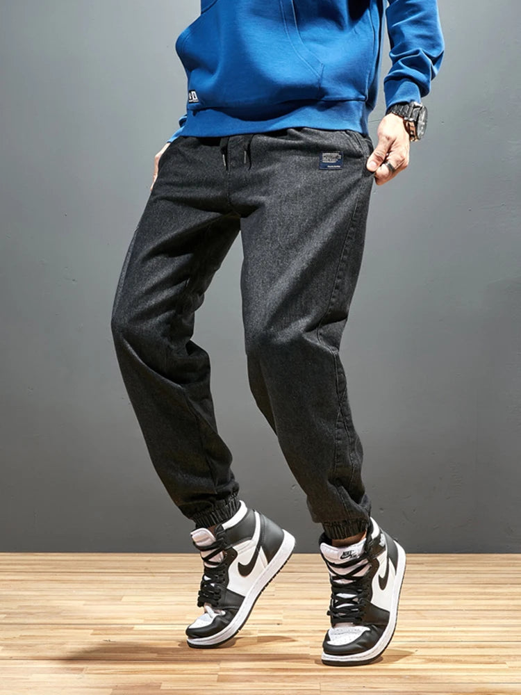 Big Size Men's Jogger Jeans 6XL 7XL 8XL Streetwear Black Blue Casual Denim Cargo Pants Stretch Cotton Taper Jeans Baggy Trousers