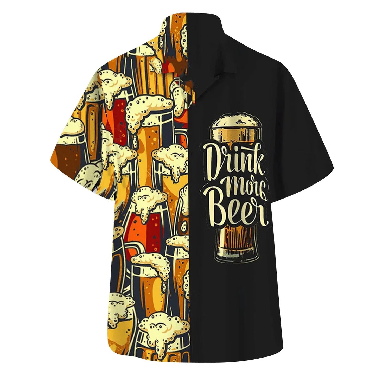 Men Dirndl Shirts Patchwork Print Festival Traditional Bavarian Beer Shirt German Oktoberfest Short Sleeve Costumes Party Tops