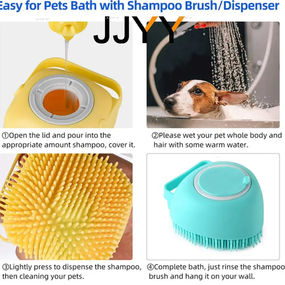 JJYY Bathroom Puppy Big Dog Cat Bath Massage Gloves Brush Soft Safety Silicone Pet Accessories for Dogs Cats Tools Pet Products