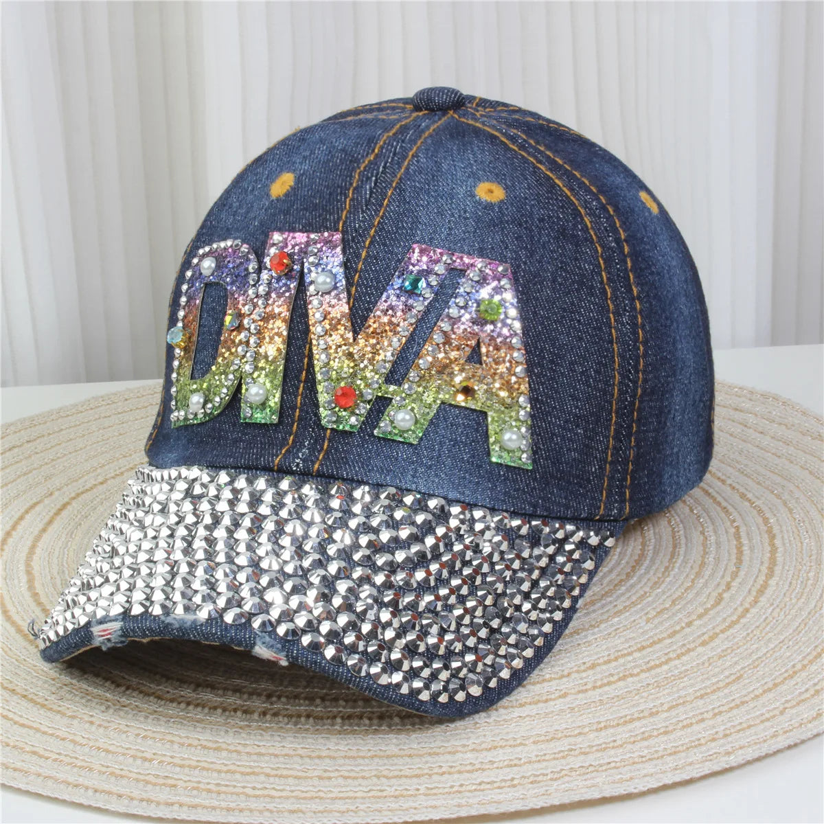 Women's Baseball Cap Diamond Painting Embroidery Flower Denim Snapback Hats Jeans Woman Female Cap Cowboy Summer Sun Hat