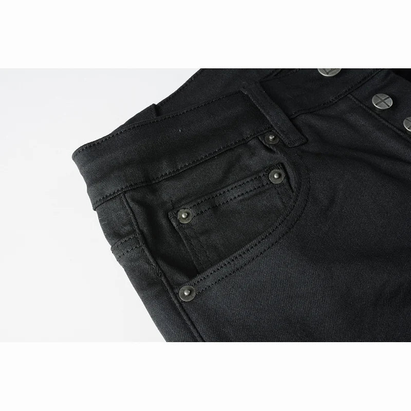 Men's Black Skinny Original Quality Button Fly Blank Jeans