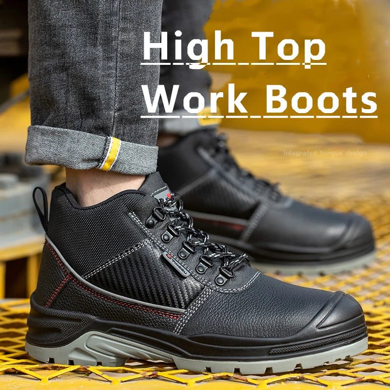 Safety Shoes Men Waterproof Work Boots Anti-smash Anti-puncture Protective Shoes Indestructible Steel Toe Boots Outdoor Sneaker