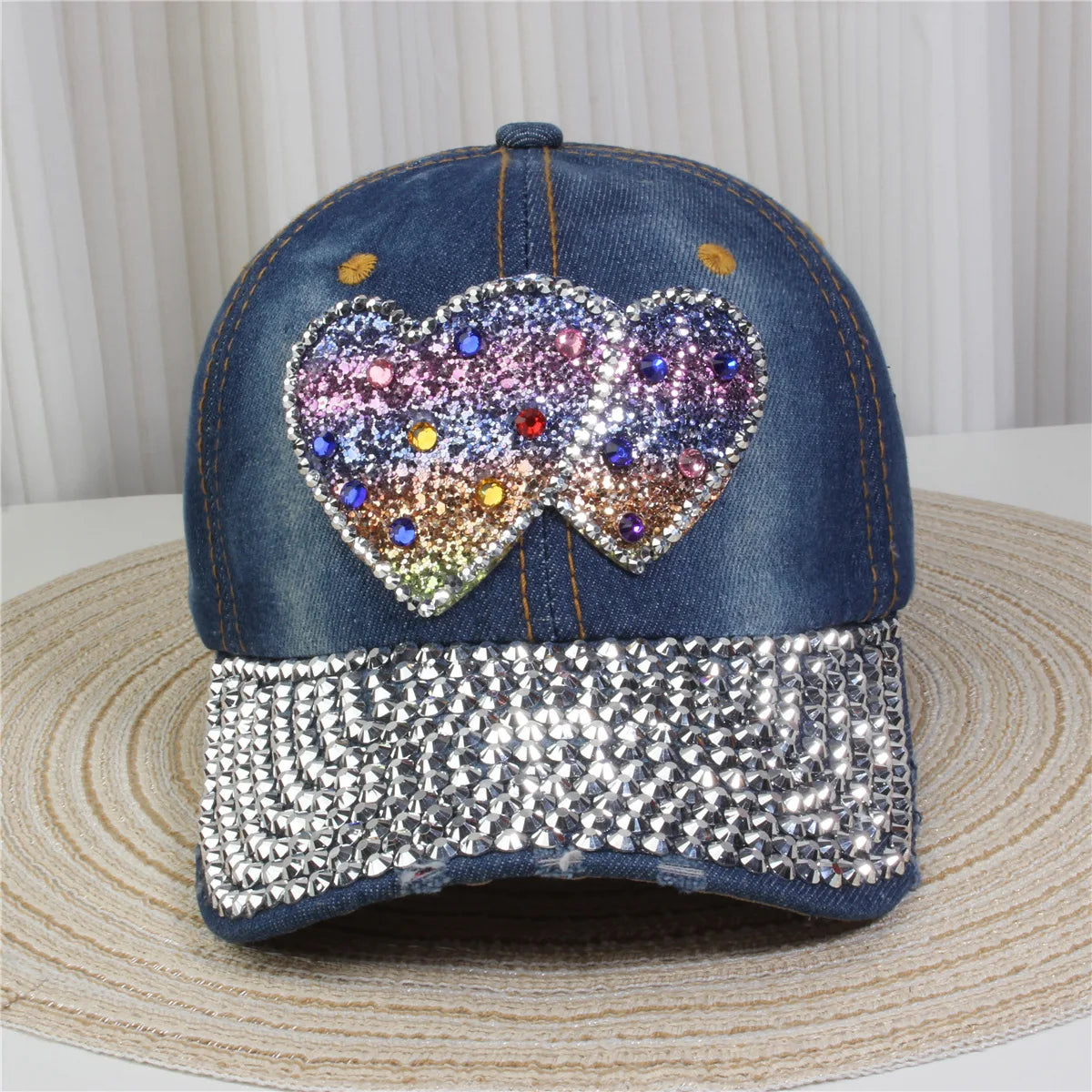 Women's Baseball Cap Diamond Painting Embroidery Flower Denim Snapback Hats Jeans Woman Female Cap Cowboy Summer Sun Hat