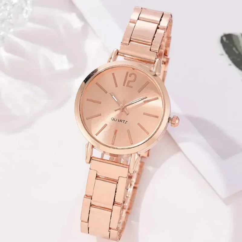 Luxury Watch for Women Simple Round Dial Stainless Fashion Gold Bracelet Quartz Wristwatch Students Ladies Watches Reloj Mujer