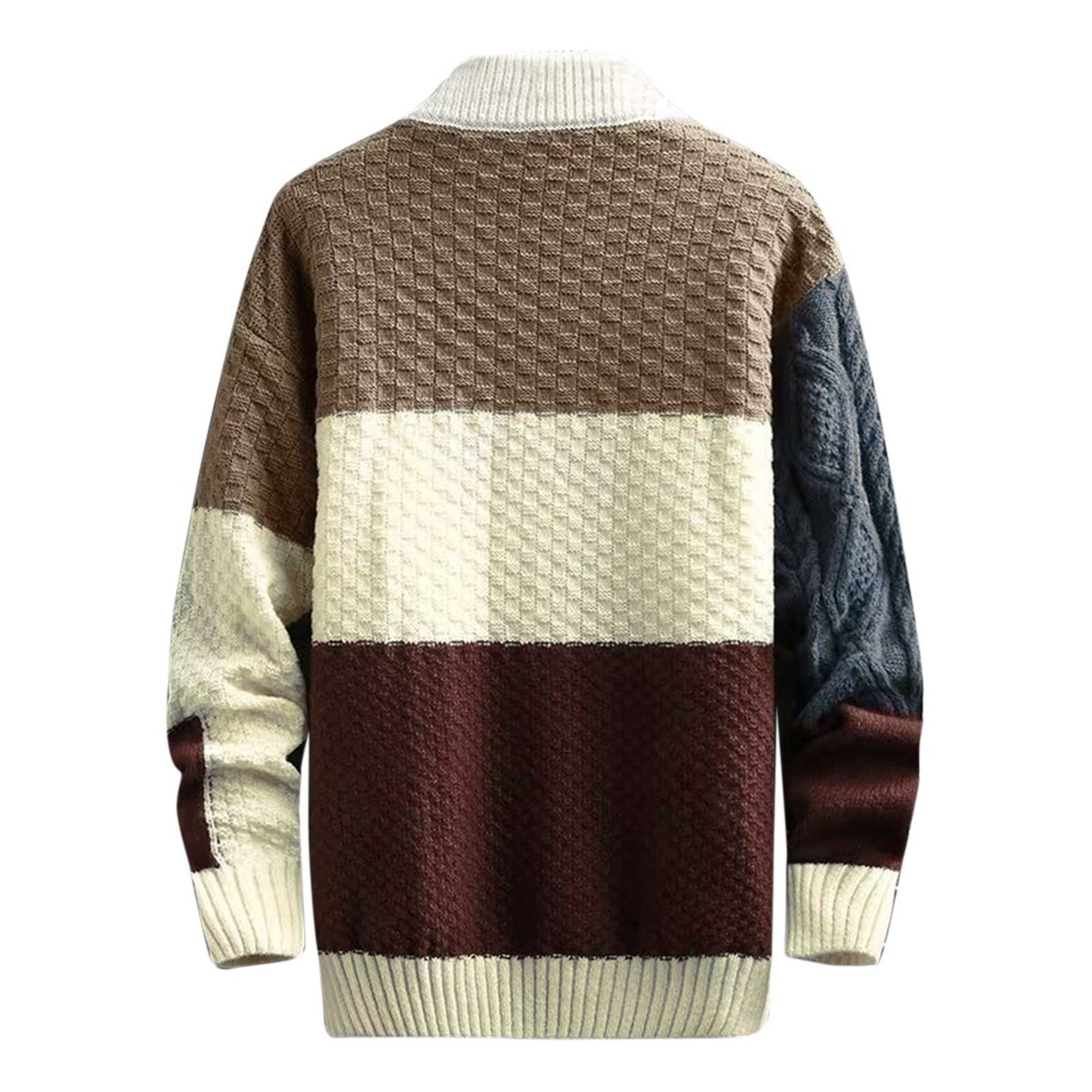 Trendy Sweater Loose Thermal Thick Streetwear Men Winter Sweater Fashion Stitching Color Matching Pullover Knitted Sweaters