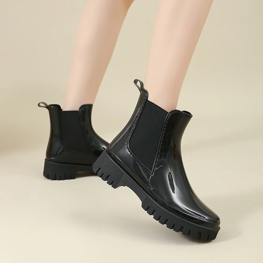 Women's Rain Boots Waterproof Chelsea Boots Anti-Slipping Ankle Rain Shoes Garden Shoes Outdoor Work Shoes