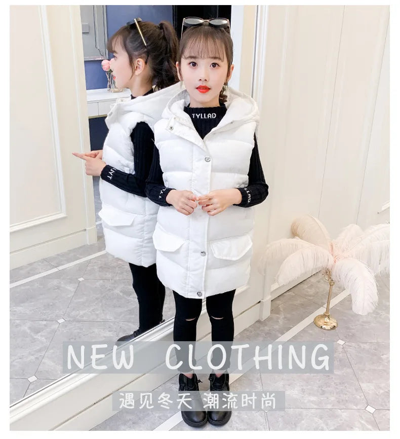 Child Waistcoat Children Outerwear Winter Coat Vest for Kids Clothes Fashion Warm Cotton Teen baby Girl Vest Jacket Parent-Child